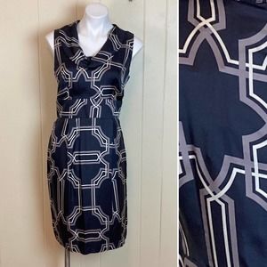 Banana Republic Navy and White Geometric Midi Dress
